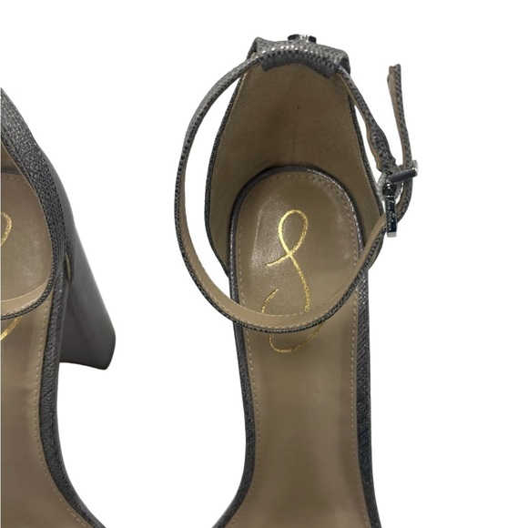 NWOT Sam Edelman Taro Pewter Metallic Ankle Strap Heel 9 - Picture 5 of 14